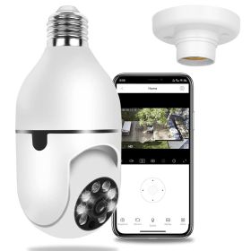 1Pc E27 WiFi Bulb Camera 1080P FHD WiFi IP Pan Tilt Security Surveillance Camera With Two-Way Audio Night Vision Motion Detection Function APP Co (Option: White)