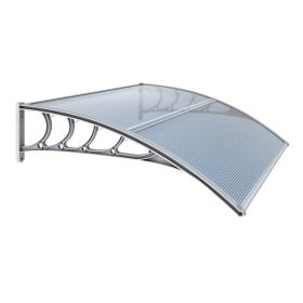 Awning For Door Entrance Window, 38x40 Inch Window Canopy Exterior, UV Rain Snow Protection For House Porch Patio Deck, Gray Bracket & Gray Blue (Option: Defaulttitle)