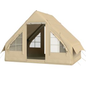Inflatable Camping Tent with Hand Pump, 4 Season Blow Up Tent, Waterproof and Windproof with Mesh Windows and Doors (Color: default)