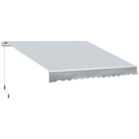 12 x 8 Retractable Awning Patio Awnings Sun Shade Shelter with Manual Crank Handle, 280g/m² UV & Water-Resistant Fabric and Aluminum Frame for De (Option: Grey-1900x280x190 mm)